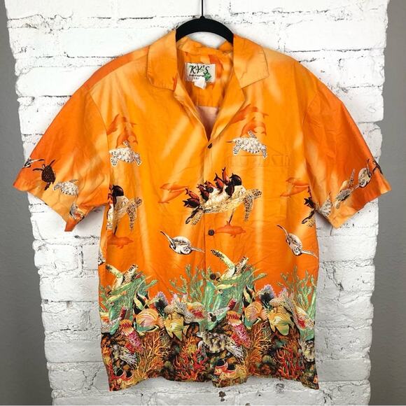 Vintage Hawaiian Underwater Animal Button Up Shirt - Picture 1 of 7